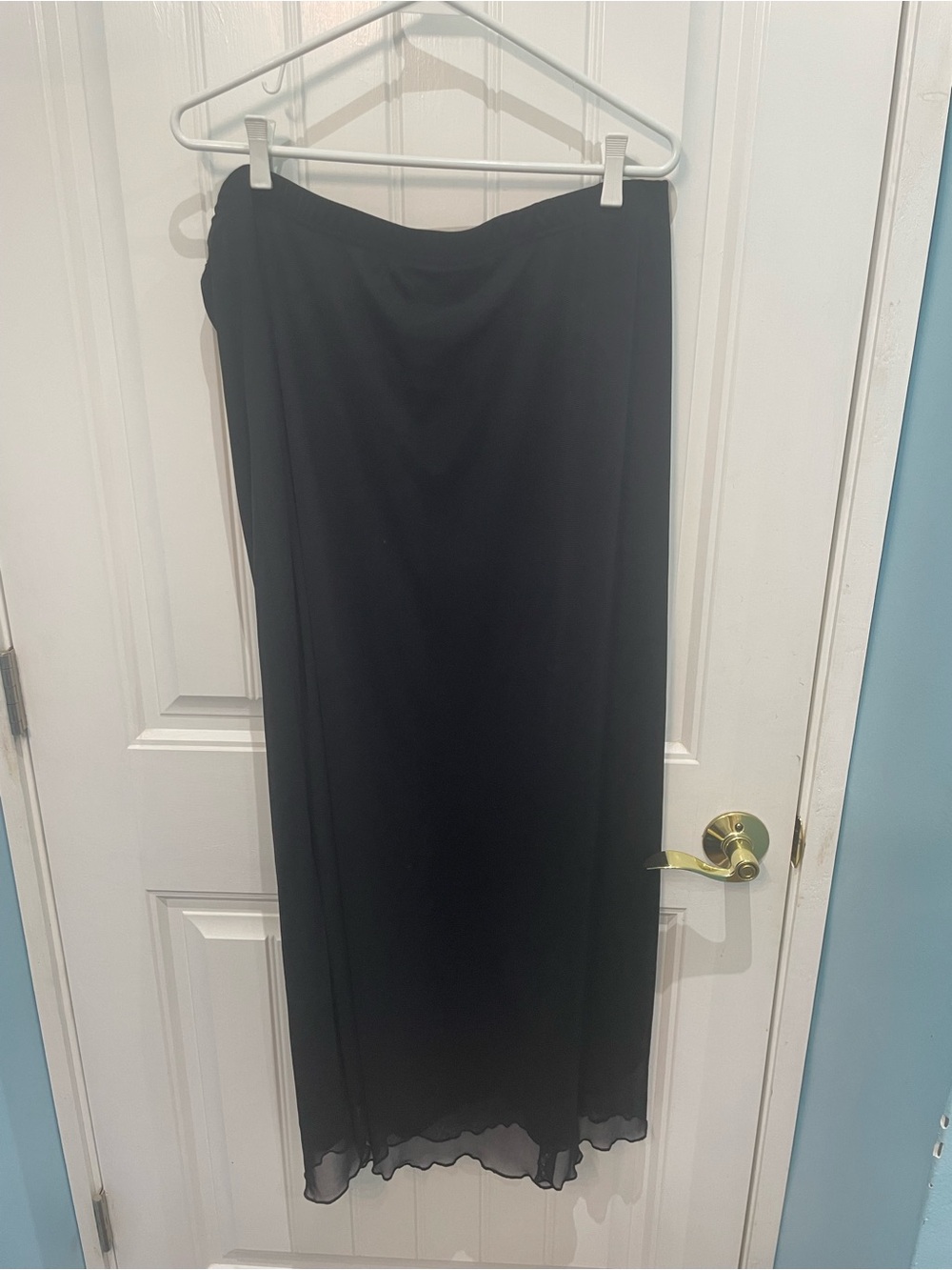 SHEIN Black Maxi Skirt with Scalloped Sheer Hem